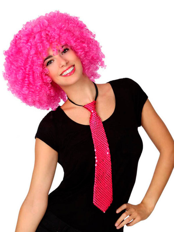 Corbata de lentejuelas unisex fucsia