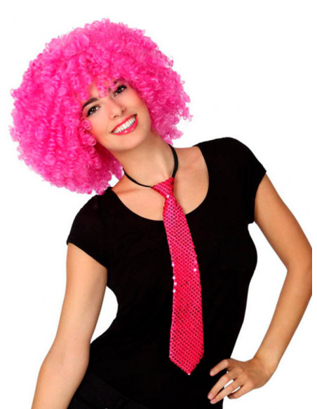 Corbata de lentejuelas unisex fucsia