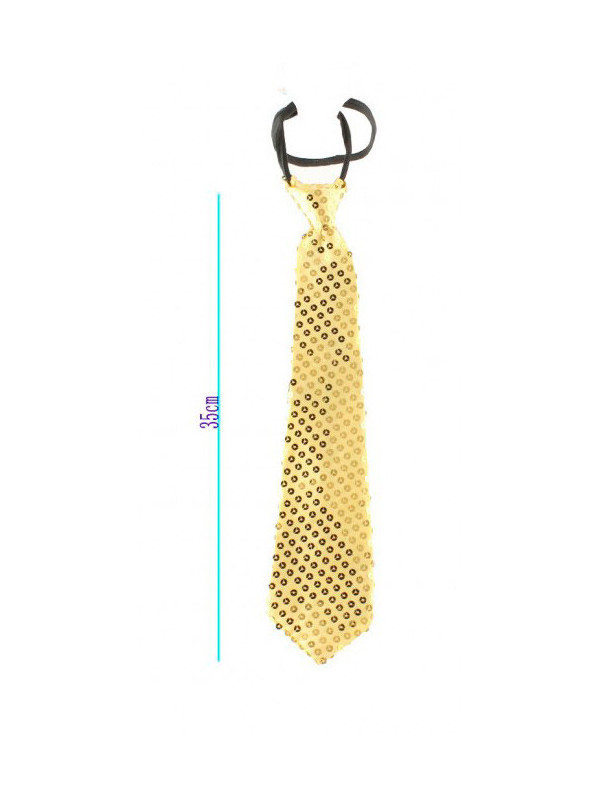 Corbata de lentejuelas unisex oro medida