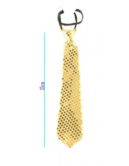 Corbata de lentejuelas unisex oro medida