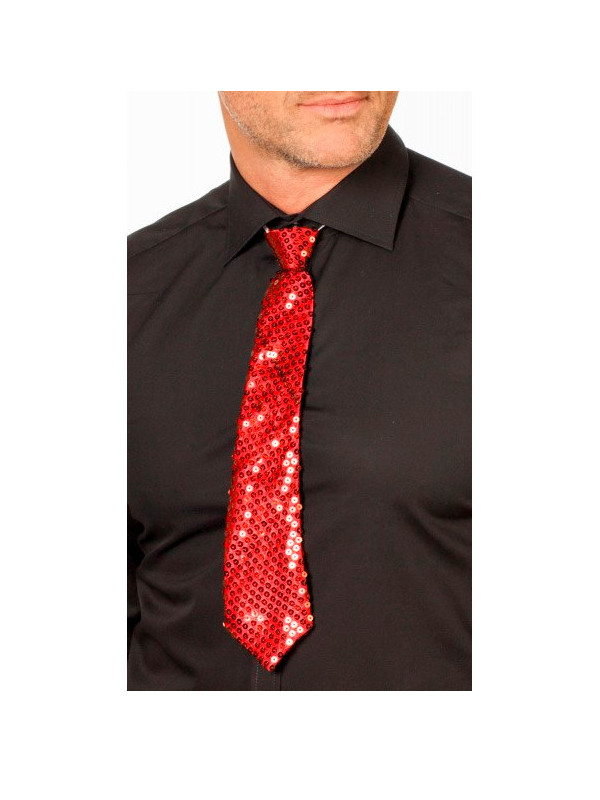 Corbata de lentejuelas unisex rojo