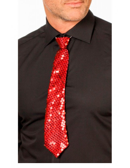 Corbata de lentejuelas unisex rojo
