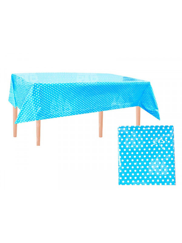 Mantel de lunares azul