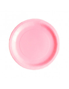 6 Platos de cartón colores rosa