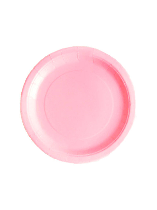 6 Platos de cartón colores rosa