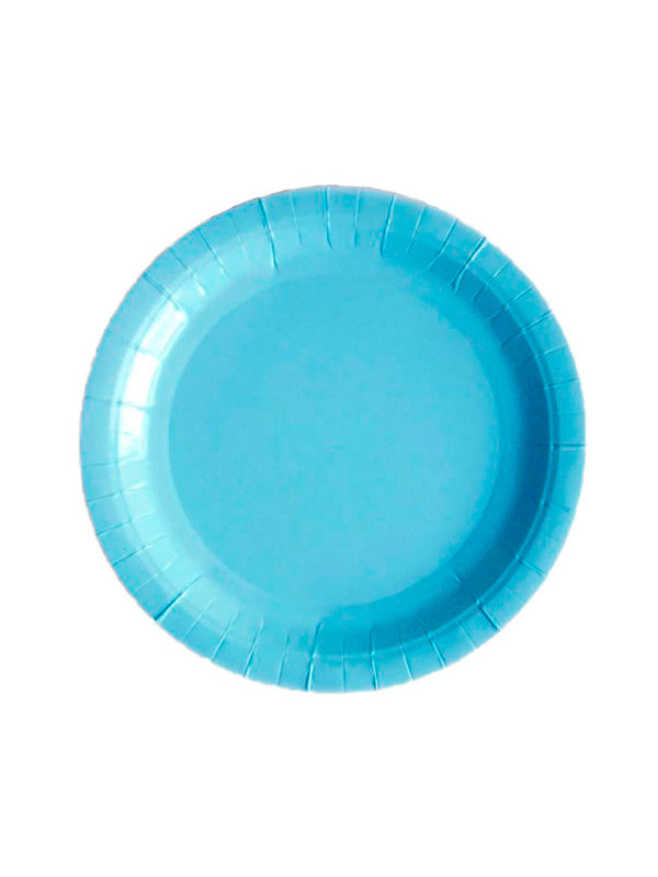 6 Platos de cartón colores azul