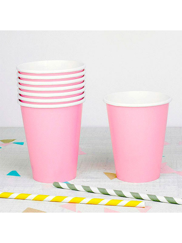 12 Vasos de cartón rosa
