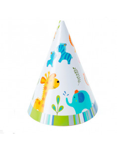 6 Gorros de cumpleaños zoo