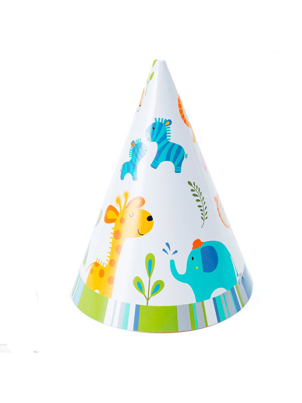 6 Gorros de cumpleaños zoo