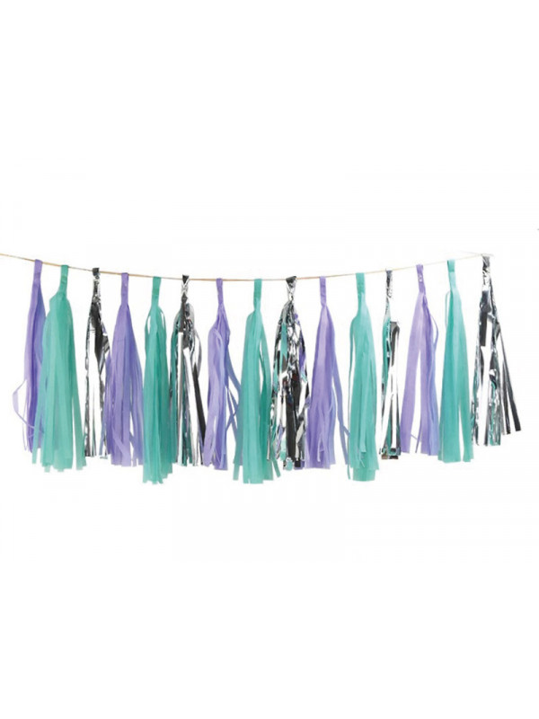 Guirnalda de flecos o tassel diy mint-lila