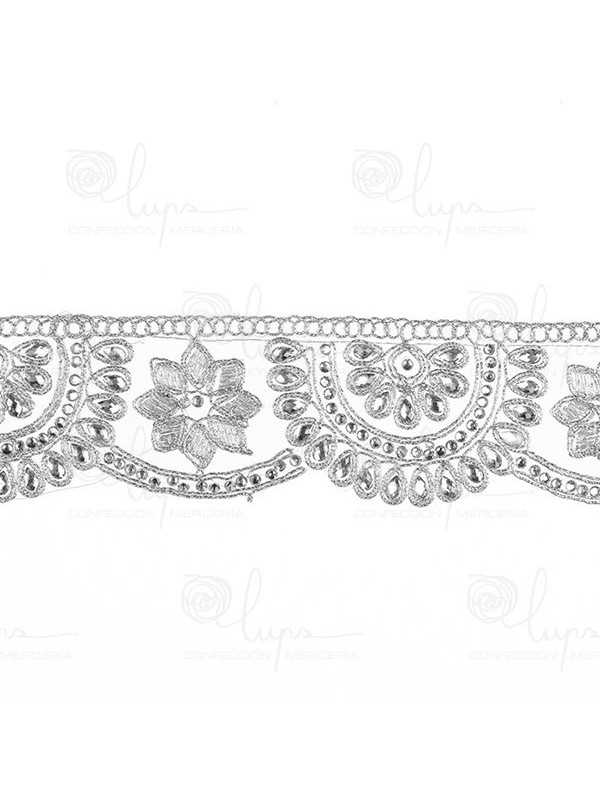 Pasamanería galón con pedrería 8269 plata