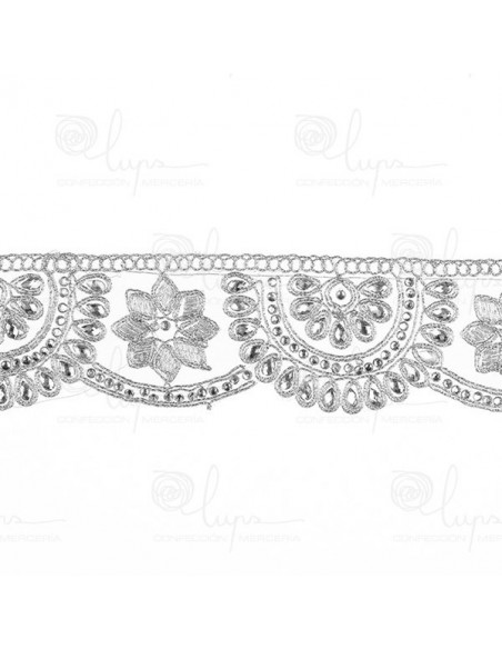 Pasamanería galón con pedrería 8269 plata