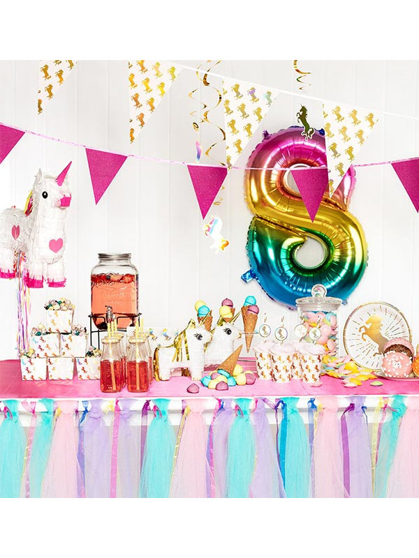 Piñata unicornio blanco fiesta temática