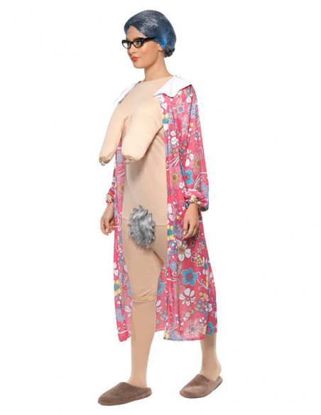 Disfraz abuela exhibicionista mujer lateral