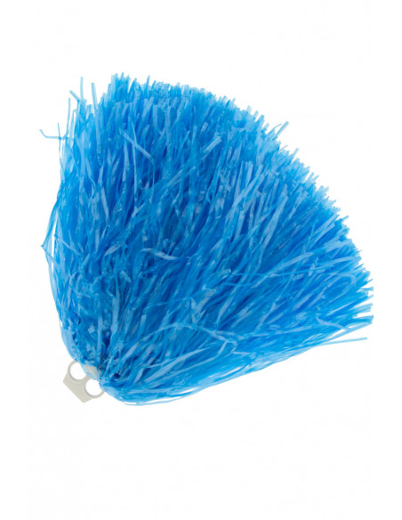 Pompon rafia azul mango blanco