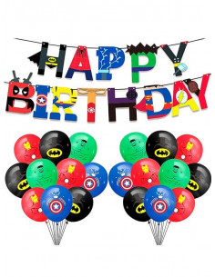 Pack decoración cumpleaños Superhéroes