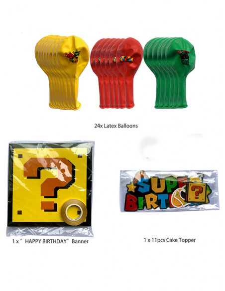 Pack decoración cumpleaños Super Mario Bross detalles