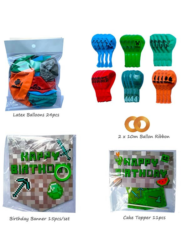 Pack decoración cumpleaños Minecraft detalle