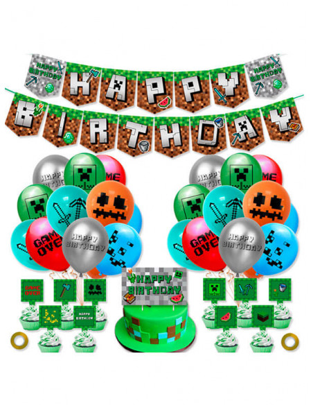 Pack decoración cumpleaños Minecraft