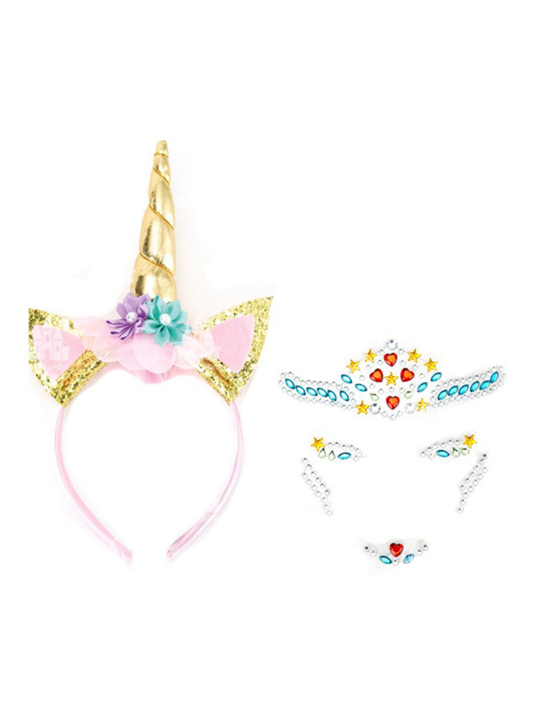 Diadema unicornio con joyas faciales