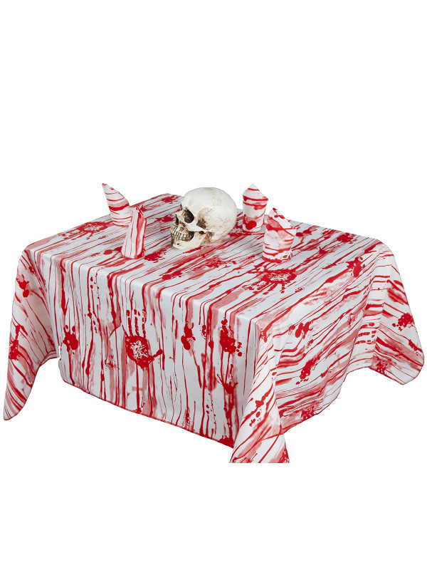 Mantel Halloween con servilletas calabaza