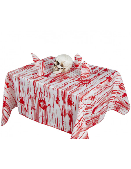 Mantel Halloween con servilletas calabaza