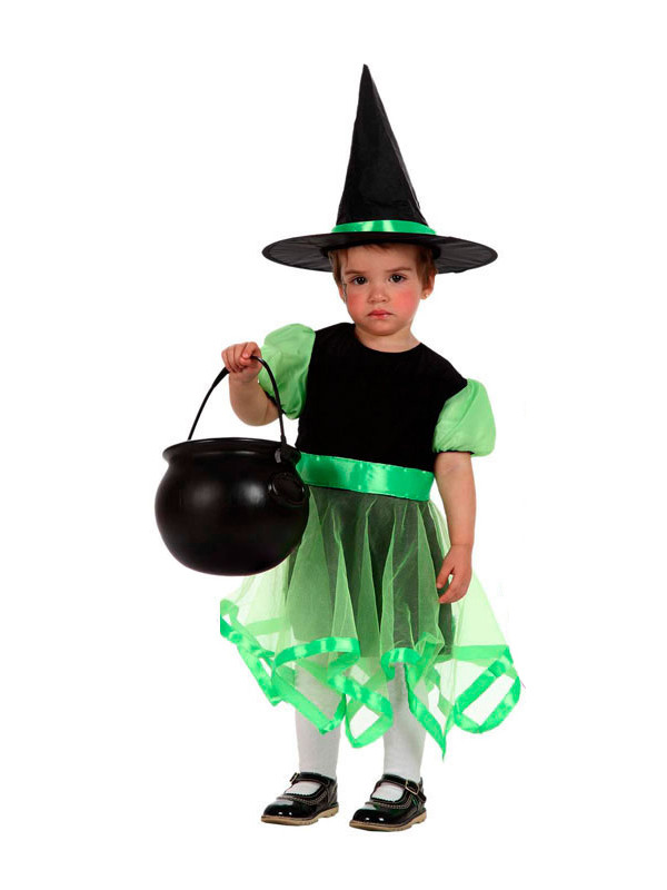 Disfraz brujita bebé verde