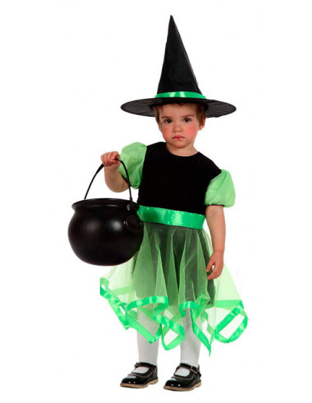 Disfraz brujita bebé verde