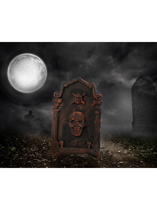 Lápida Halloween calavera ambiente