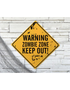 Cartel Peligro Zombies decoración 2