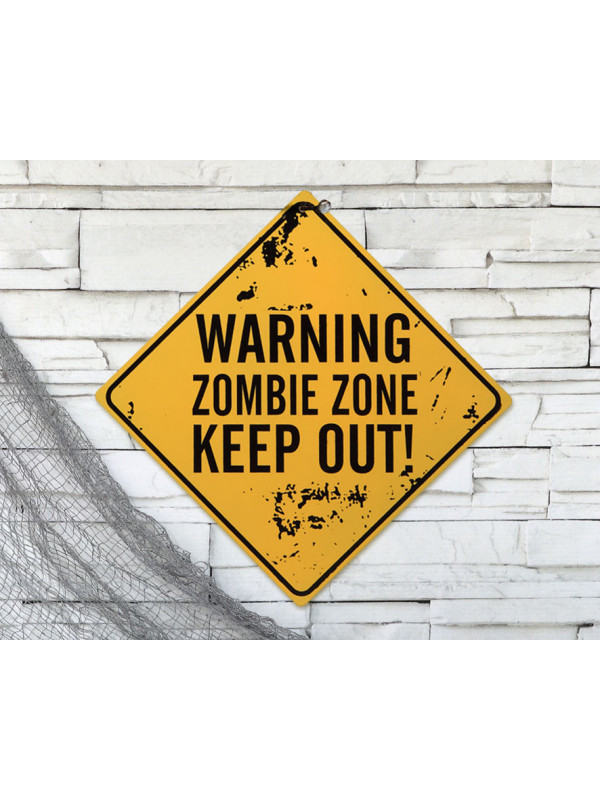 Cartel Peligro Zombies decoración detalles