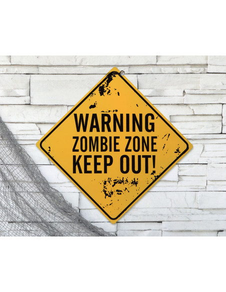 Cartel Peligro Zombies decoración detalles