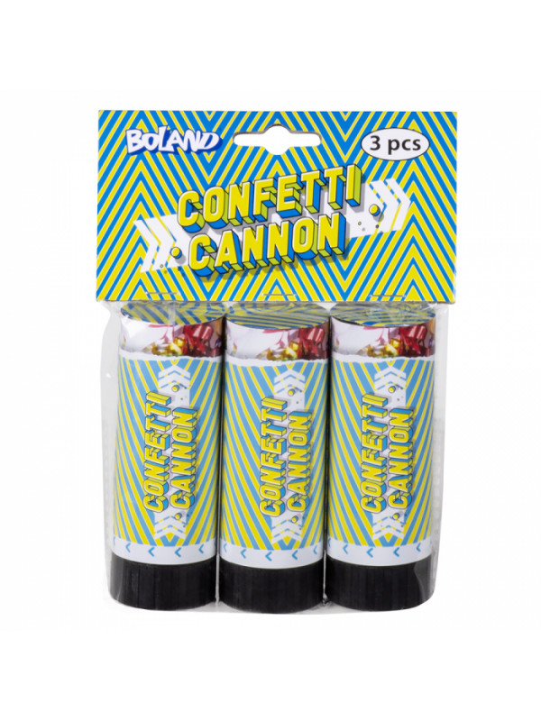 Set 3 cañones de confeti multicolor detalle