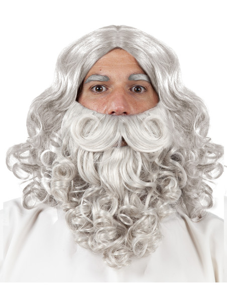 Peluca y barba Rey Mago deluxe frontal
