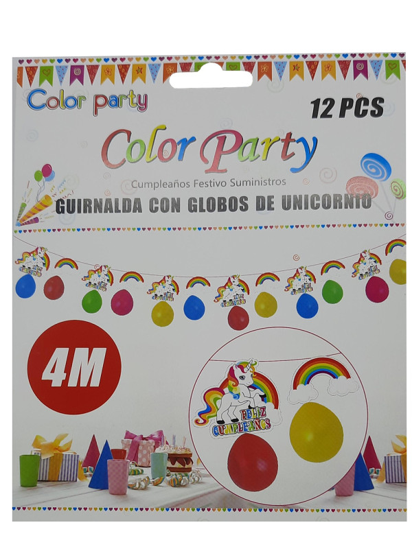 Guirnalda unicornios con globos