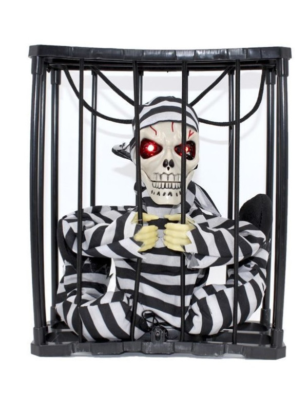 Carcel con preso esqueleto