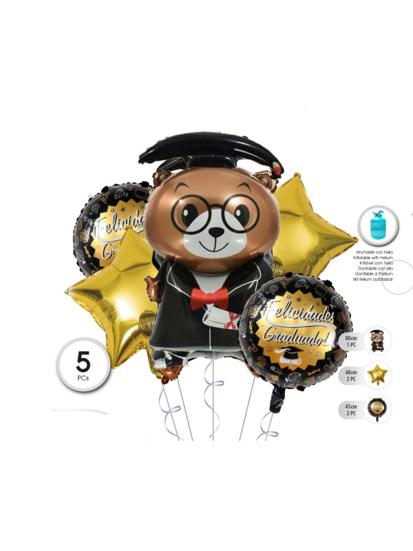 Set globos osito para graduación