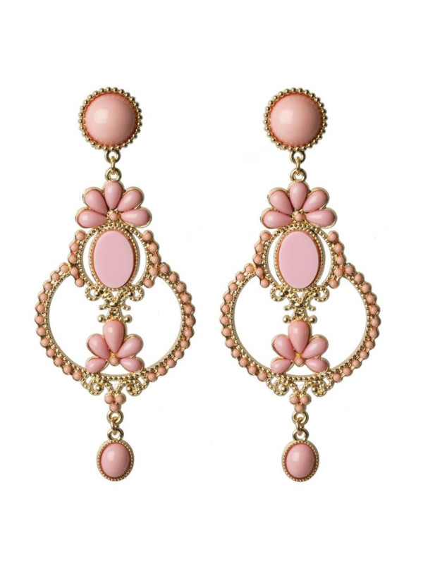 Pendiente flamenca rosa