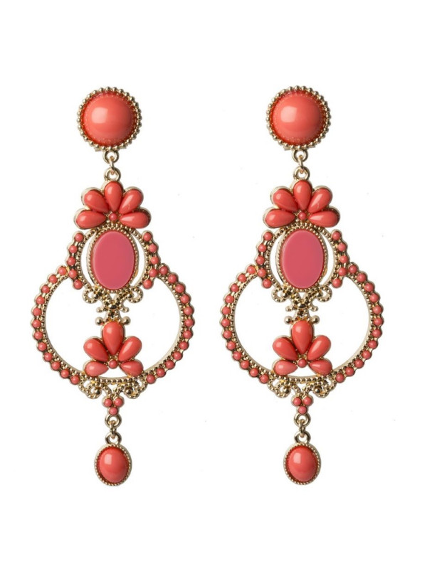 Pendiente flamenca coral