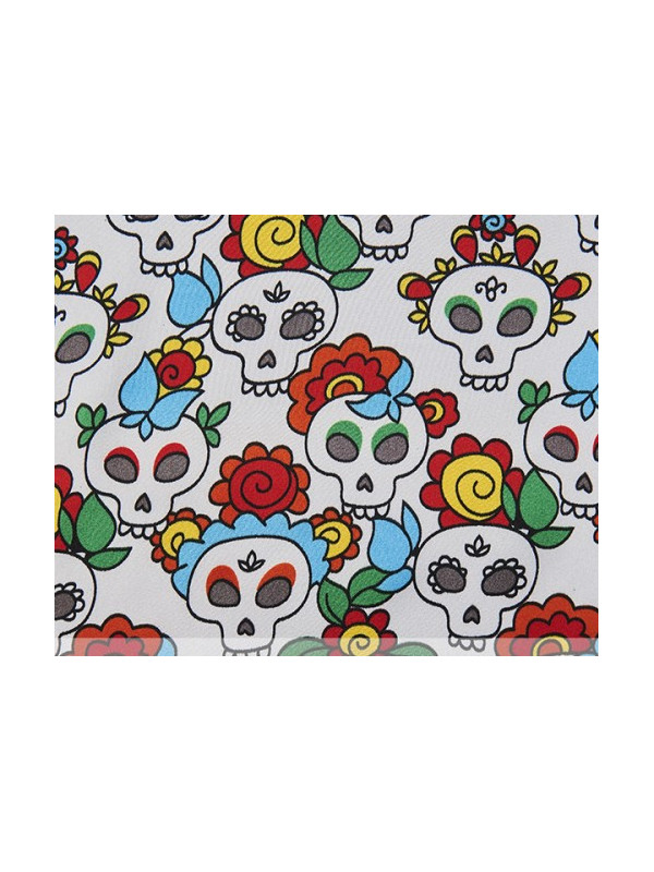 Raso calaveras mejicanas blancas