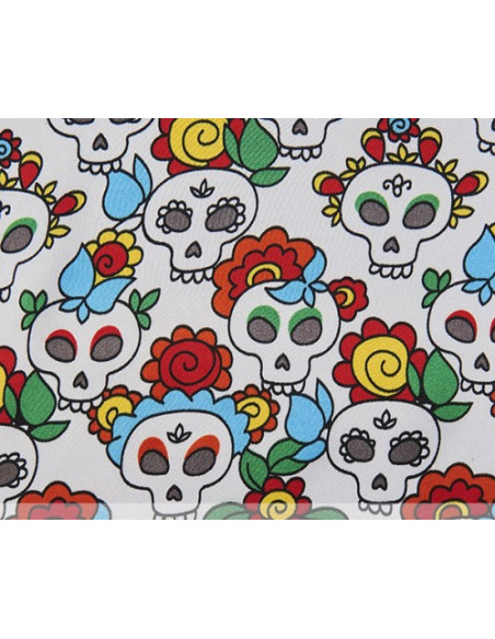 Raso calaveras mejicanas blancas