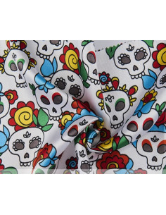 Raso calaveras mejicanas blancas 2