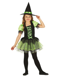 Disfraz de bruja verde para niña