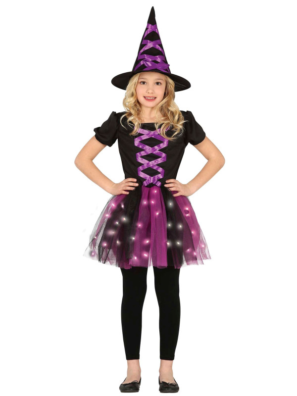 Disfraz bruja con luces para niña