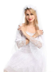 Velo de novia con flores