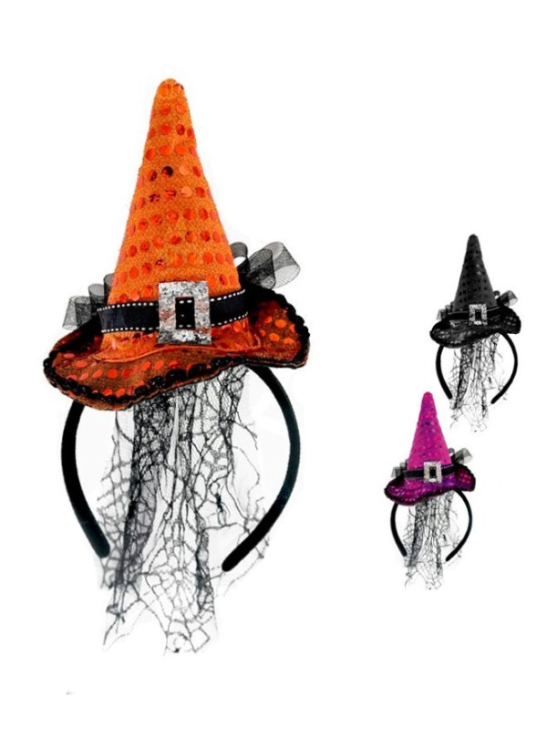 Mini gorro bruja con velo