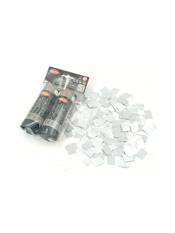 Cañón de confeti mini plata