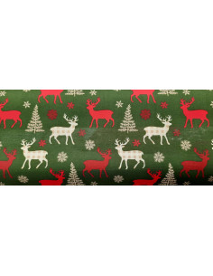 Tela renos navideños algodón