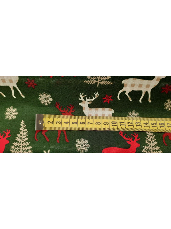 Tela renos navideños algodón