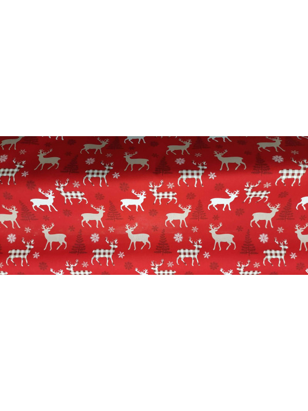 Tela renos navideños algodón